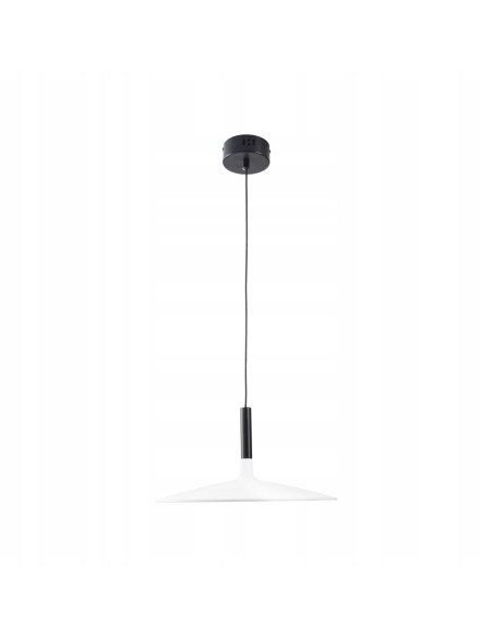 Lampa wisząca HANK biała z czarnymi akcentami LED 7W regulowana klosz talerzowy 35 cm
