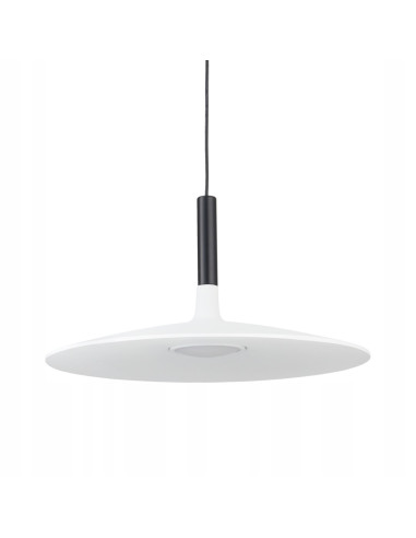 Lampa wisząca HANK biała z czarnymi akcentami LED 7W regulowana klosz talerzowy 35 cm