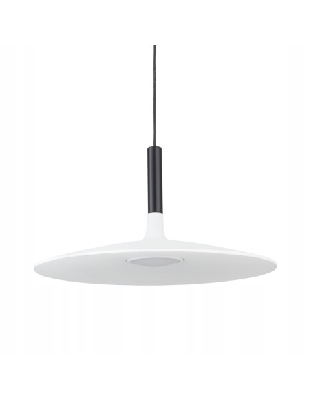 Lampa wisząca HANK biała z czarnymi akcentami LED 7W regulowana klosz talerzowy 35 cm