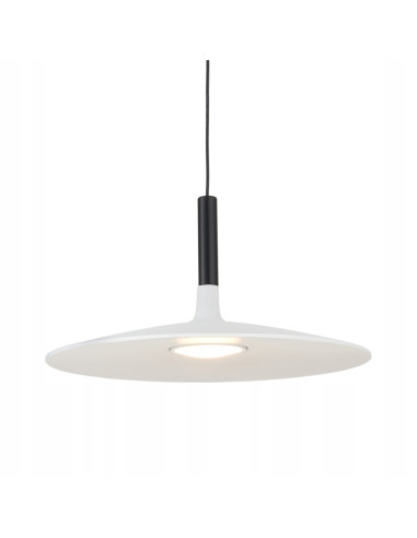 Lampa wisząca HANK biała z czarnymi akcentami LED 7W regulowana klosz talerzowy 35 cm