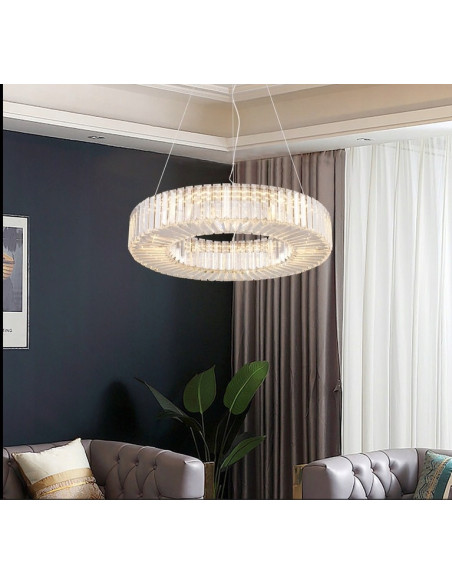 CRISTAL 60 — Złoty żyrandol kryształowy LED 60 cm, glamour do salonu i jadalni
