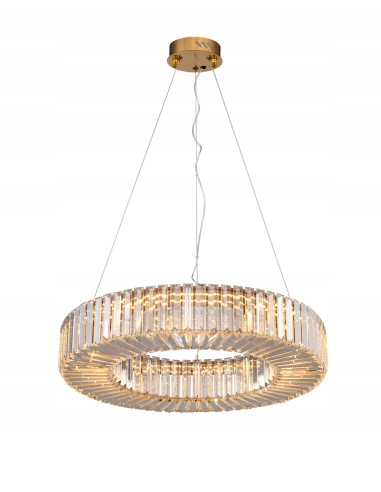 CRISTAL 60 — Złoty żyrandol kryształowy LED 60 cm, glamour do salonu i jadalni