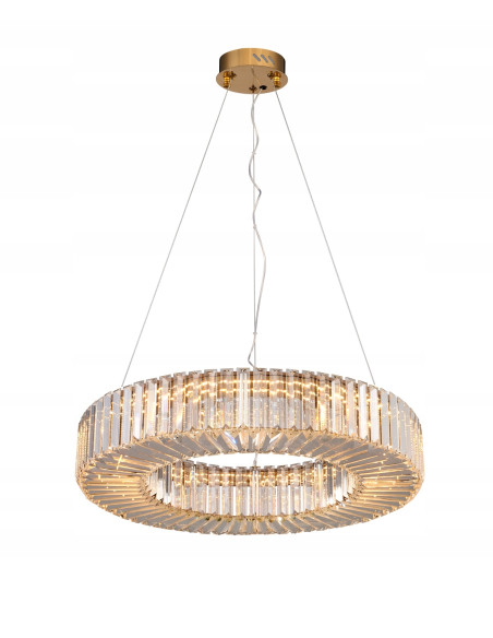 CRISTAL 60 — Złoty żyrandol kryształowy LED 60 cm, glamour do salonu i jadalni
