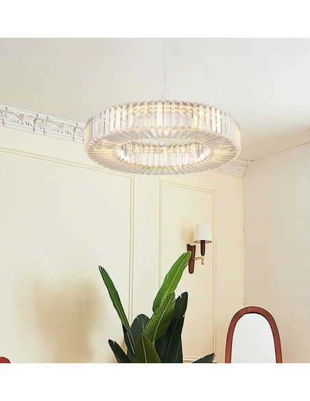 CRISTAL 60 — Złoty żyrandol kryształowy LED 60 cm, glamour do salonu i jadalni