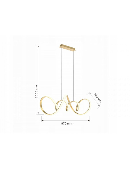 Lampa wisząca AVIANO TORONTO 7095-0115 złota matowa LED 200 cm 7700 lm 3000K 97x38 cm do hotelu i recepcji