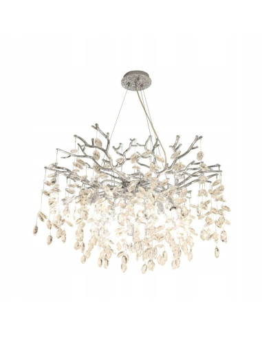 Lampa wisząca CINDY Zuma Line 150 cm - srebrne gałązki z kryształami, 10x G9, chromowany design