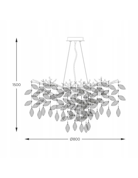 Lampa wisząca CINDY Zuma Line 150 cm - srebrne gałązki z kryształami, 10x G9, chromowany design