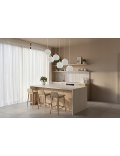 Lampa wisząca RIFFLE 6-pł. beżowo-złota z ryflowanymi białymi kloszami E27 70x100 cm (Light Home)