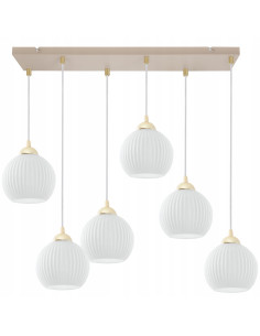 Lampa wisząca RIFFLE 6-pł. beżowo-złota z ryflowanymi białymi kloszami E27 70x100 cm (Light Home) 2