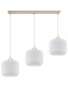 Lampa wisząca RIFFLE 3-punktowa beżowo-złota z ryflowanymi kloszami E27 72 cm Glamour