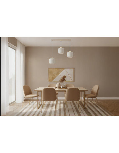 Lampa wisząca RIFFLE 3-punktowa beżowo-złota z ryflowanymi kloszami E27 72 cm Glamour