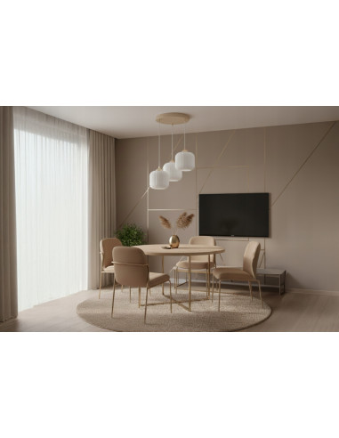 Lampa wisząca RIFFLE 3-płomienna beżowo-biała E27 regulowana kaszmirowe klosze glam