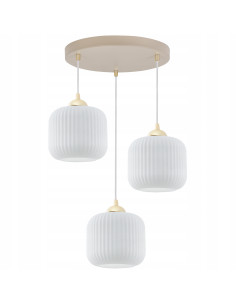 Lampa wisząca RIFFLE 3-płomienna beżowo-biała E27 regulowana kaszmirowe klosze glam 2