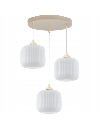 Lampa wisząca RIFFLE 3-płomienna beżowo-biała E27 regulowana kaszmirowe klosze glam