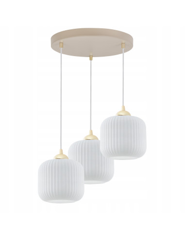 Lampa wisząca RIFFLE 3-płomienna beżowo-biała E27 regulowana kaszmirowe klosze glam