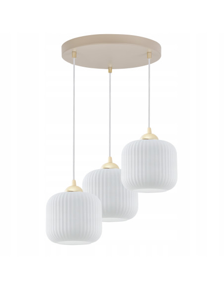Lampa wisząca RIFFLE 3-płomienna beżowo-biała E27 regulowana kaszmirowe klosze glam