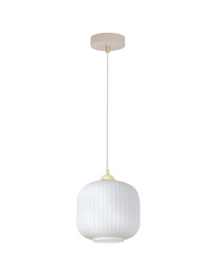 Lampa wisząca RIFFLE 1-punktowa E27 beżowo-złota z ryflowanym białym kloszem, regulowana 100 cm 2