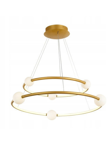 Italux LOZANNA Lampa wisząca LED złota z białymi szklanymi kulami 87x130 cm luksusowy minimalizm