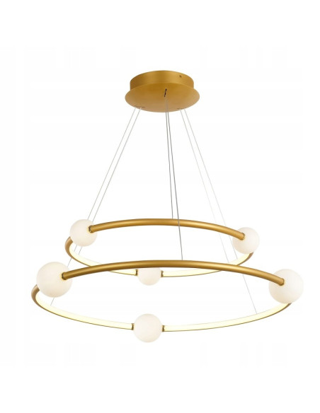 Italux LOZANNA Lampa wisząca LED złota z białymi szklanymi kulami 87x130 cm luksusowy minimalizm