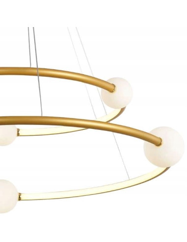 Italux LOZANNA Lampa wisząca LED złota z białymi szklanymi kulami 87x130 cm luksusowy minimalizm