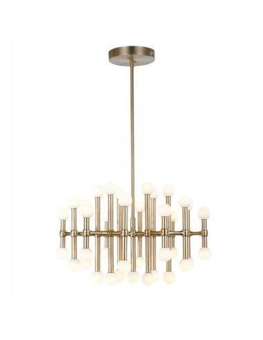 Italux Giovanna — Lampa wisząca LED 37-punktów złota z mlecznymi kulami, 150×70 cm