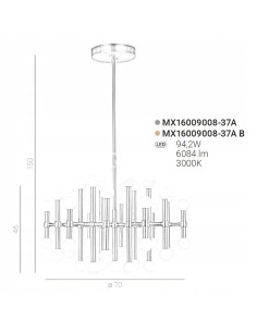 Italux Giovanna — Designerska lampa wisząca LED 37-punktów chromowane ramiona szkło mleczne 150x70 cm 2