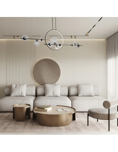 Lampa wisząca ORION DOUBLE 145 cm czarna matowa – 11-punktowa z bańkowymi kloszami i LED RING