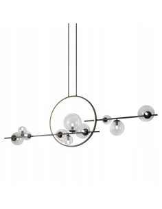 Lampa wisząca ORION DOUBLE 145 cm czarna matowa – 11-punktowa z bańkowymi kloszami i LED RING 2