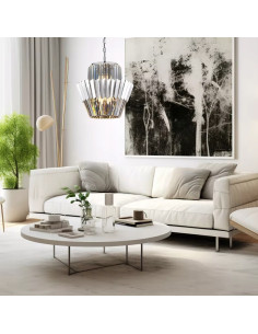 Żyrandol kryształowy DONNA CHROME 9xE14 lampa sufitowa glamour chrom 45 cm do salonu i sypialni
