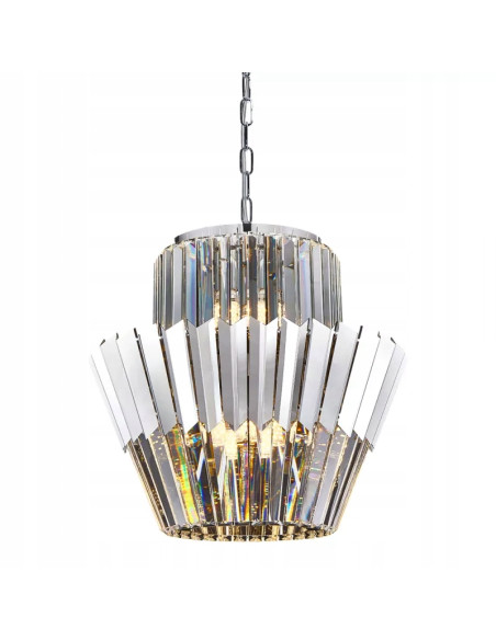 Żyrandol kryształowy DONNA CHROME 9xE14 lampa sufitowa glamour chrom 45 cm do salonu i sypialni