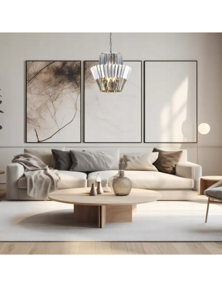Żyrandol kryształowy DONNA CHROME 9xE14 lampa sufitowa glamour chrom 45 cm do salonu i sypialni