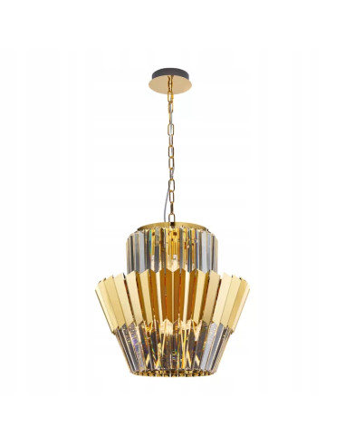 Żyrandol kryształowy DONNA GOLD 9xE14 glamour złoty 45cm regulowana wysokość 55–120cm