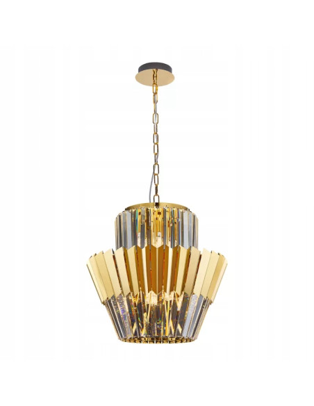 Żyrandol kryształowy DONNA GOLD 9xE14 glamour złoty 45cm regulowana wysokość 55–120cm