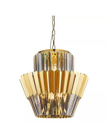 Żyrandol kryształowy DONNA GOLD 9xE14 glamour złoty 45cm regulowana wysokość 55–120cm