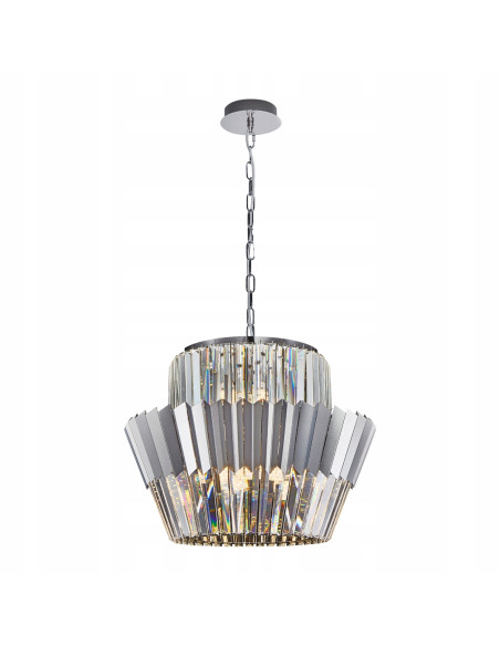 Żyrandol wiszący DONNA 12xE14 chrom z kryształami regulowana wysokość 55–120 cm, Milagro