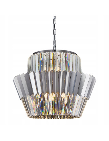 Żyrandol wiszący DONNA 12xE14 chrom z kryształami regulowana wysokość 55–120 cm, Milagro