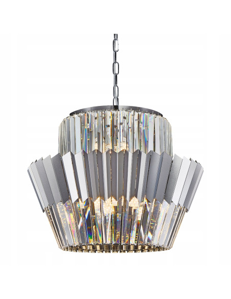 Żyrandol wiszący DONNA 12xE14 chrom z kryształami regulowana wysokość 55–120 cm, Milagro