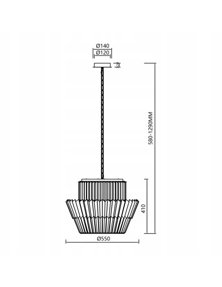 Żyrandol wiszący DONNA 12xE14 złoty z kryształami 55 cm glamour regulacja 55–120 cm