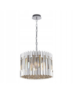 Milagro RITZ żyrandol 7xE14 chrom 42 cm z kryształami — lampa wisząca glamour do jadalni i salonu