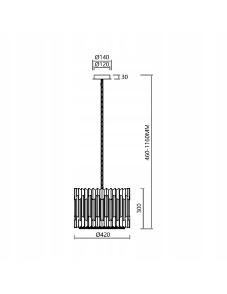 Milagro RITZ żyrandol 7xE14 chrom 42 cm z kryształami — lampa wisząca glamour do jadalni i salonu