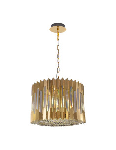 Żyrandol kryształowo-złoty RITZ 7xE14 42 cm — elegancka lampa wisząca do salonu i hotelu