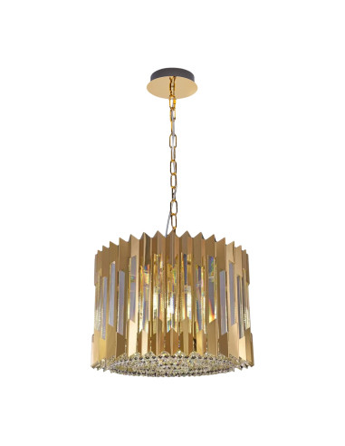 Żyrandol kryształowo-złoty RITZ 7xE14 42 cm — elegancka lampa wisząca do salonu i hotelu