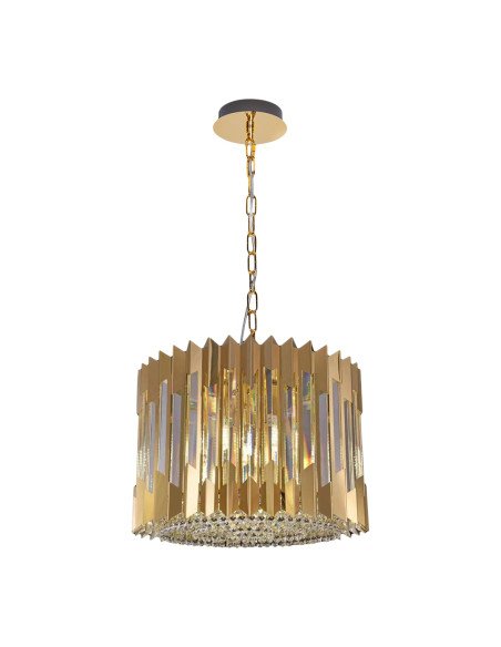 Żyrandol kryształowo-złoty RITZ 7xE14 42 cm — elegancka lampa wisząca do salonu i hotelu