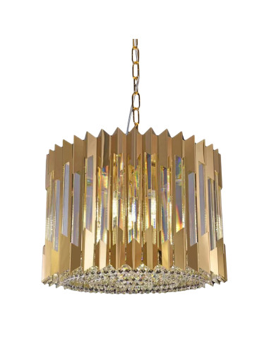 Żyrandol kryształowo-złoty RITZ 7xE14 42 cm — elegancka lampa wisząca do salonu i hotelu