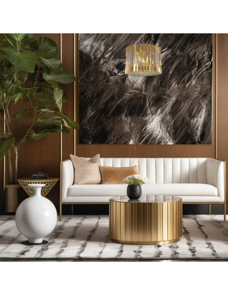 Żyrandol kryształowo-złoty RITZ 7xE14 42 cm — elegancka lampa wisząca do salonu i hotelu