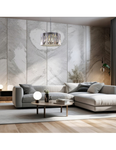 Milagro RITZ Żyrandol kryształowy chrom E14 x12 54 cm luksus do jadalni i salonu