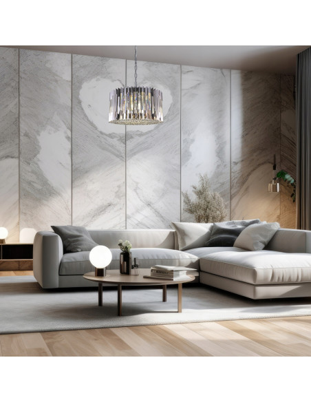 Milagro RITZ Żyrandol kryształowy chrom E14 x12 54 cm luksus do jadalni i salonu