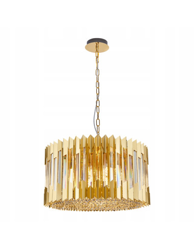 Milagro RITZ Gold – złoty żyrandol kryształowy 12-punktowy glamour do salonu 54 cm