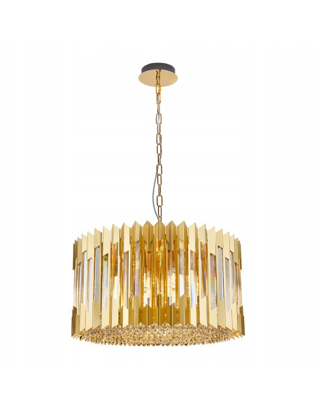 Milagro RITZ Gold – złoty żyrandol kryształowy 12-punktowy glamour do salonu 54 cm
