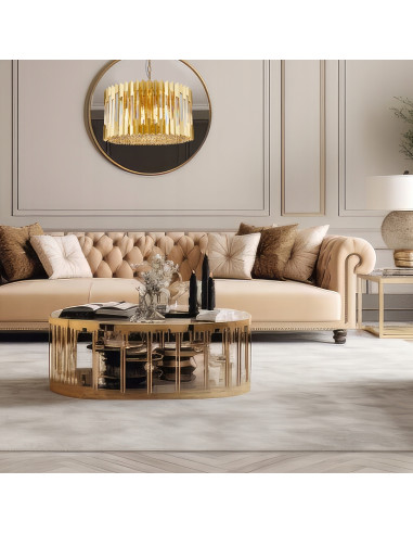 Milagro RITZ Gold – złoty żyrandol kryształowy 12-punktowy glamour do salonu 54 cm